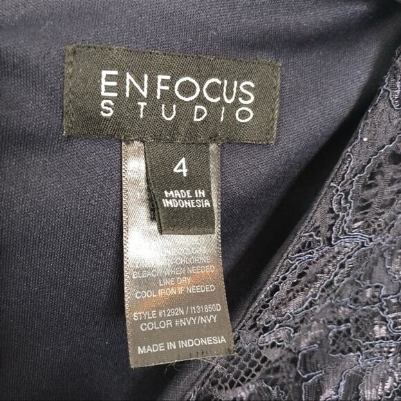 Enfocus Studio Navy Blue High-Low Chiffon Midi Dress Size 4 - Picture 9 of 13